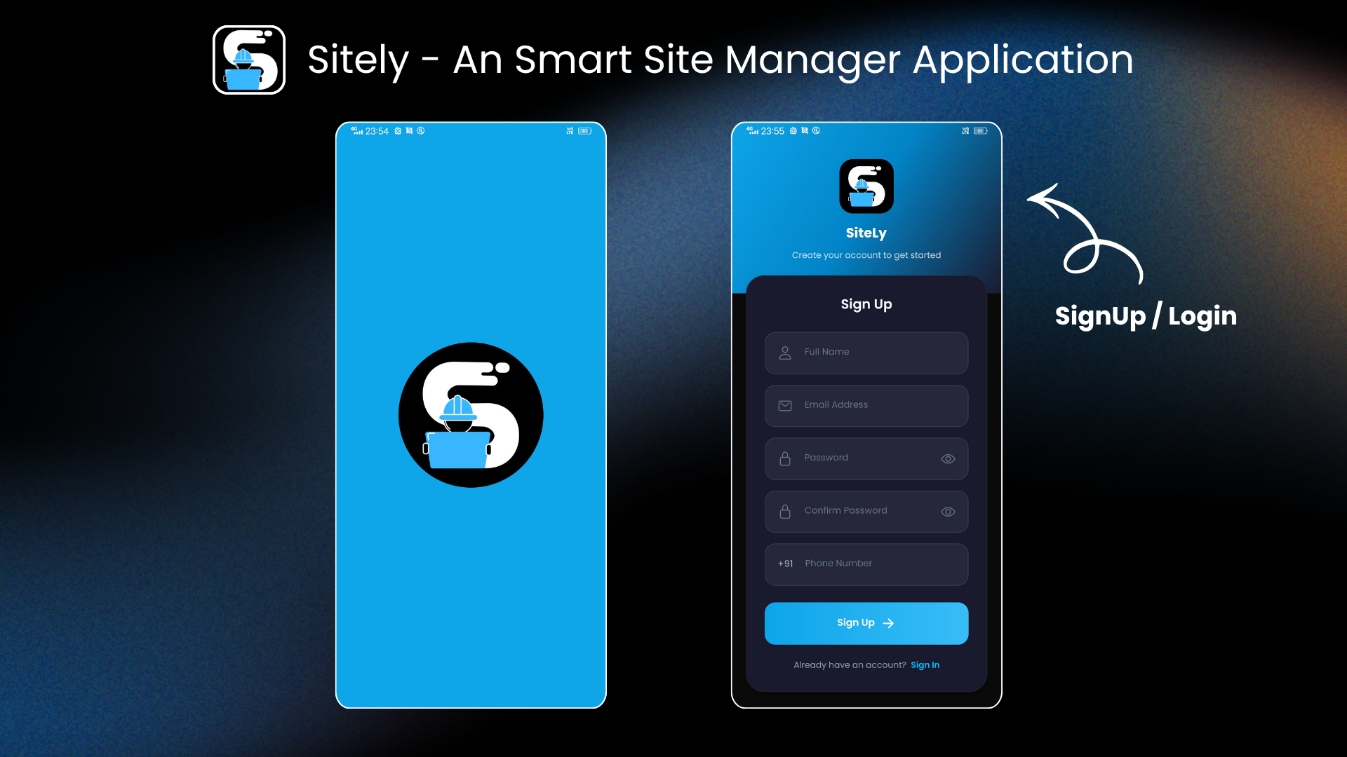 SiteLy construction app screen 1