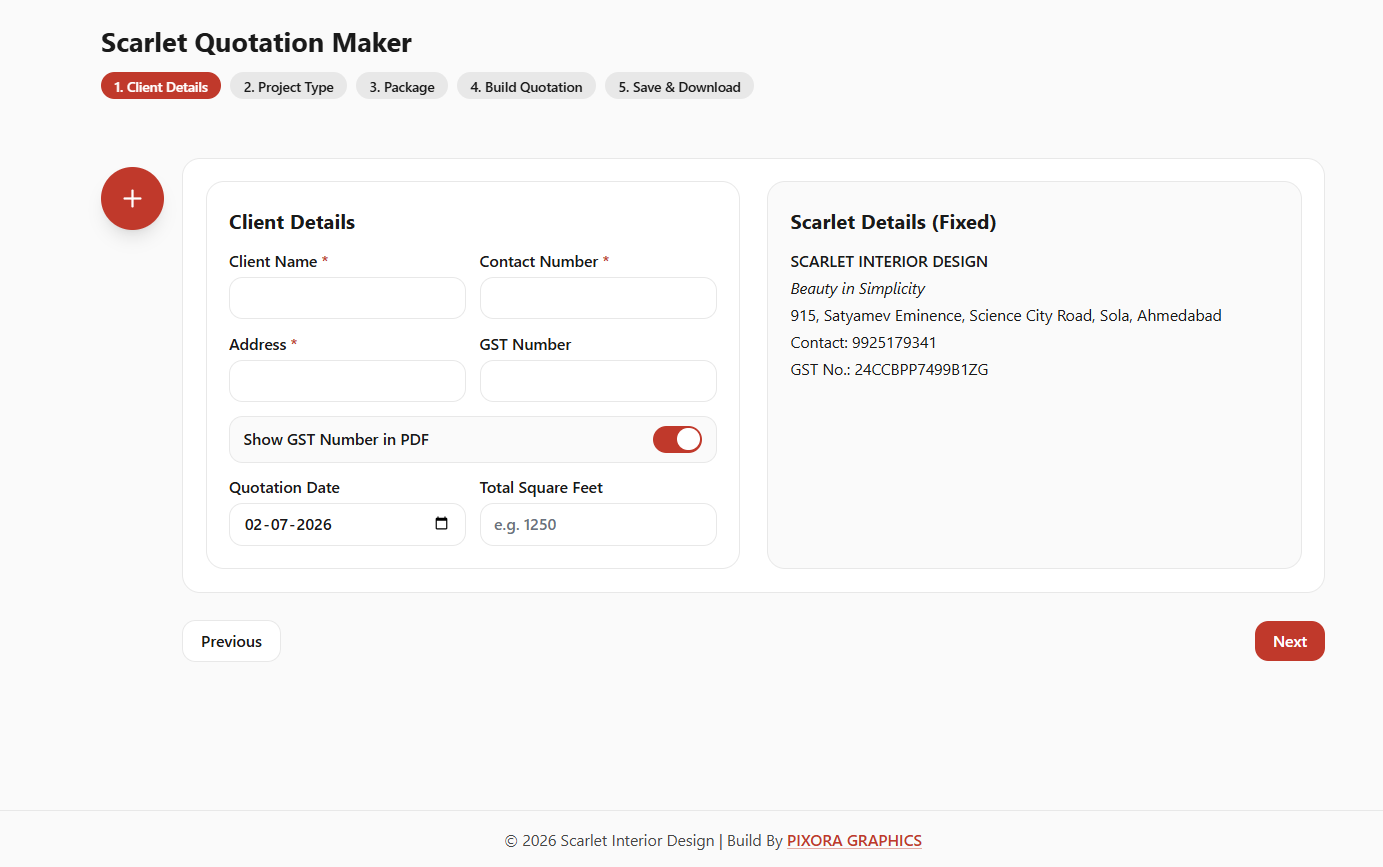 Scarlet Quotation Maker web app preview