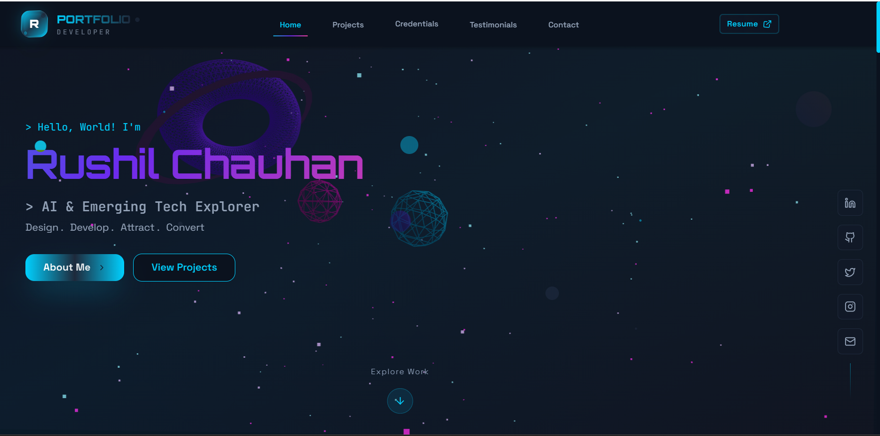 Developer portfolio website preview
